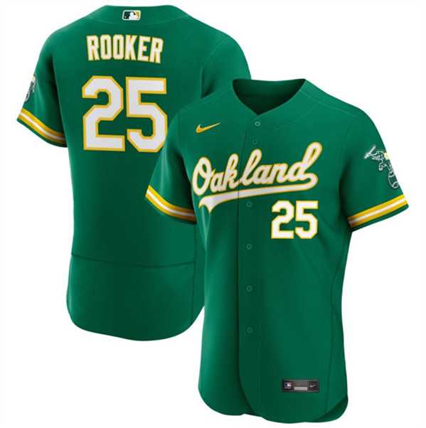 Men%27s Oakland Athletics #25 Brent Rooker Green Flex Base Stitched Jersey Dzhi
